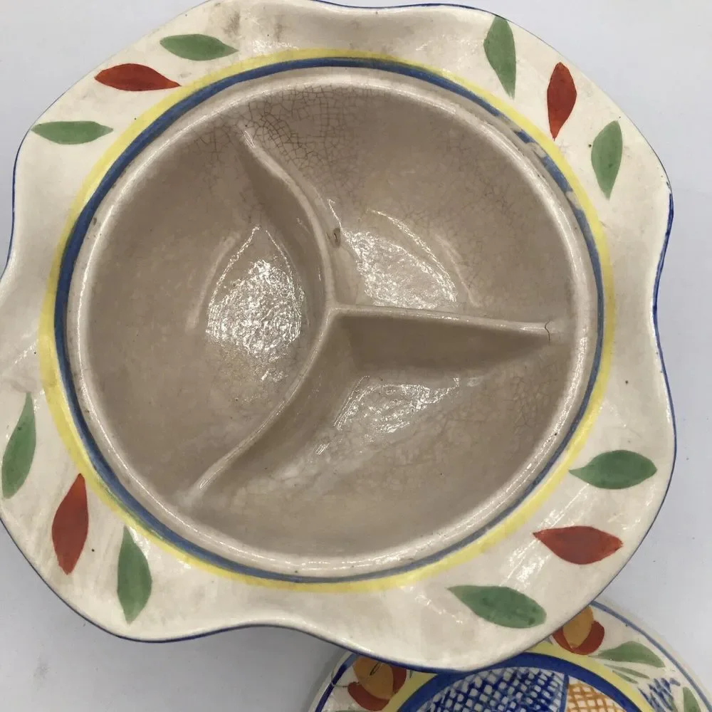 Japan Floral divided Bowl With Lid, Made in Japan‎